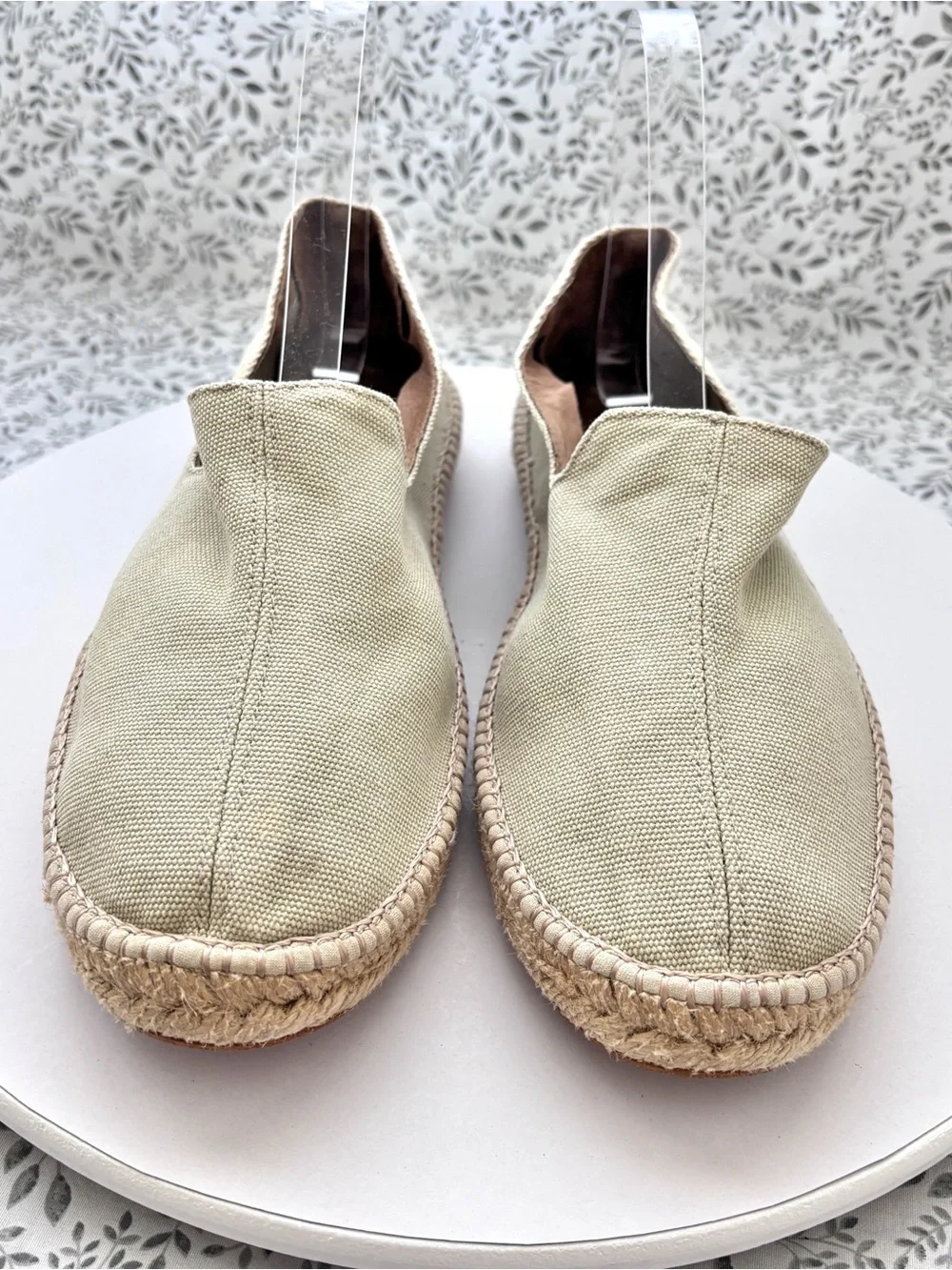 Eric Michael Canvas Espadrille Flats Women EU 42 Beige Slip On Handmade in Spain